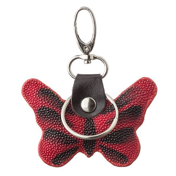 Keychain souvenir butterfly STINGRAY LEATHER 18541 made of genuine stingray leather Red 18541 фото