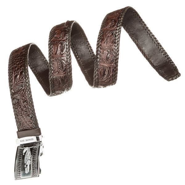 Ремень автоматический CROCODILE LEATHER 18598 из натуральной кожи крокодила Коричневый 18598 фото