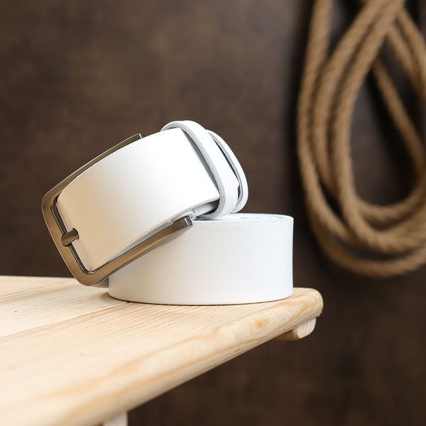 Unisex leather belt Vintage 20724 White 20724 фото