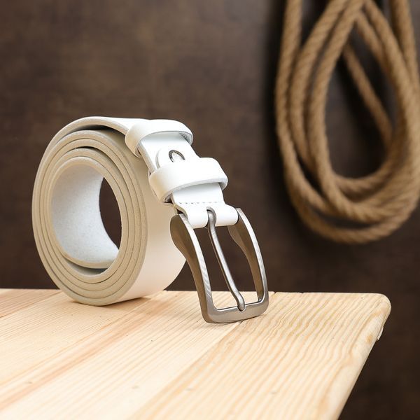 Unisex leather belt Vintage 20724 White 20724 фото