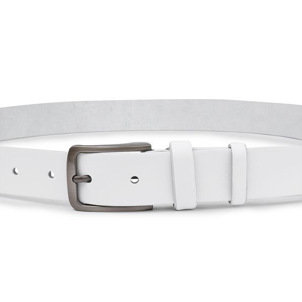 Unisex leather belt Vintage 20724 White 20724 фото