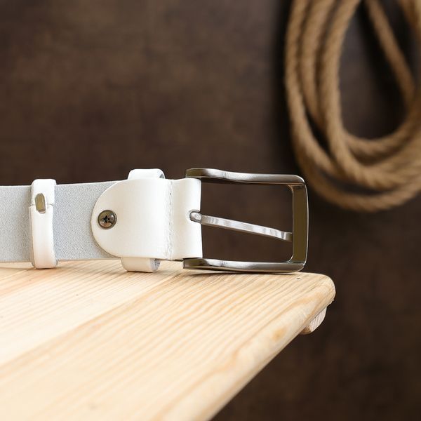 Unisex leather belt Vintage 20724 White 20724 фото