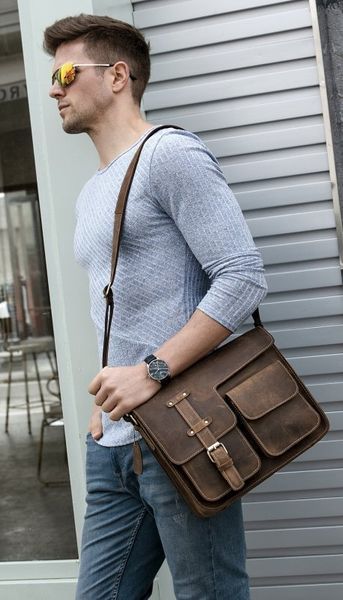 Men's bag with antique effect Vintage 14697 Brown 14697 фото