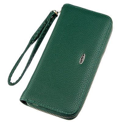Women's wallet with one zipper made of eco-leather flotar KIVI 19017 Green 19017 фото