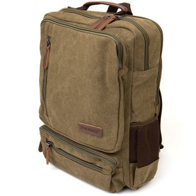 Unisex textile travel backpack with two compartments Vintage 20612 Green 20612 фото