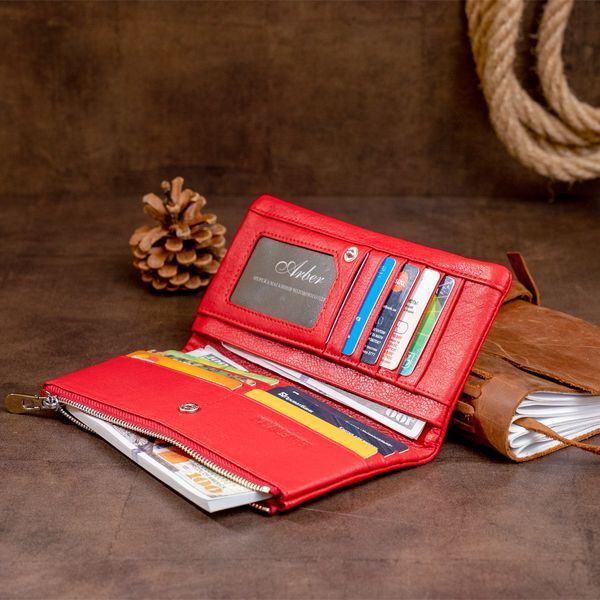 Вертикальный кошелек на кнопке женский ST Leather 19202 Красный 19202 фото