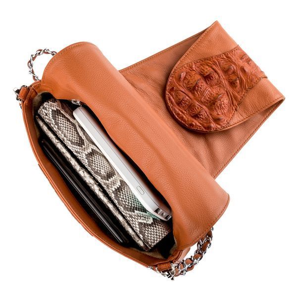 Клатч CROCODILE LEATHER 18246 из натуральной кожи крокодила Рыжий 18246 фото