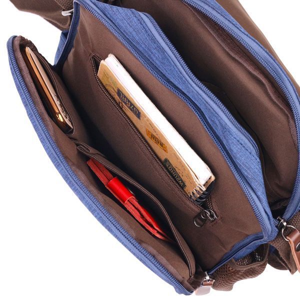 Interesting men's textile shoulder bag 21264 Vintage Blue 21264 фото
