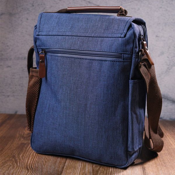 Interesting men's textile shoulder bag 21264 Vintage Blue 21264 фото