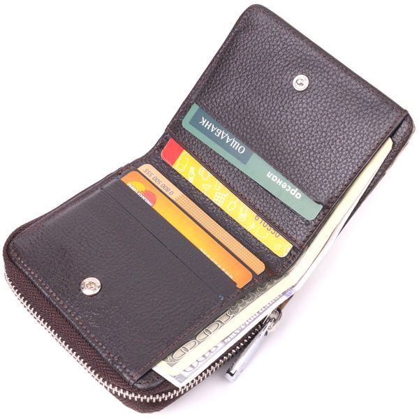 Textured women's wallet with coin holder made of genuine leather with crocodile embossing KARYA 21413 Beige 21413 фото