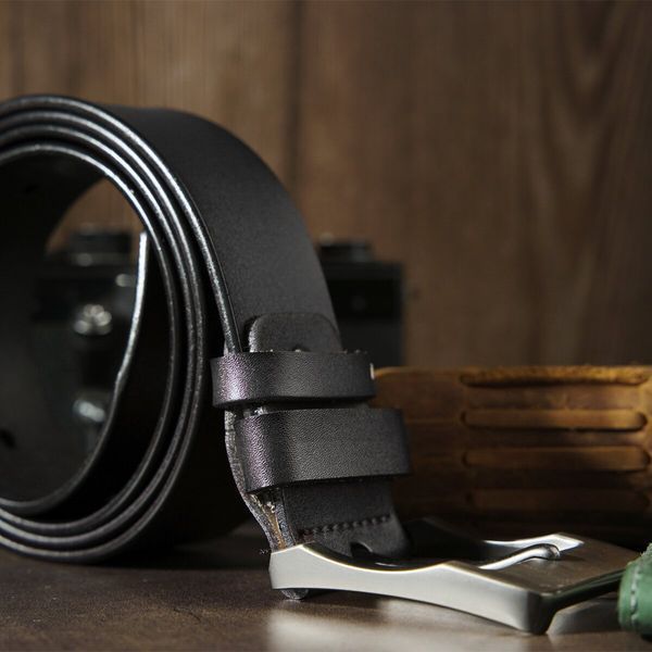 Men's belt with darkened mechanics buckle Vintage 20317 Black 20317 фото