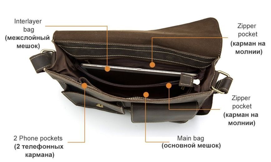 Men's bag with antique effect Vintage 14697 Brown 14697 фото
