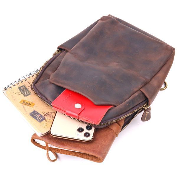 Сумка чоловіча через плече із натуральної вінтажної шкіри 21285 Vintage Коричнева 21285 фото