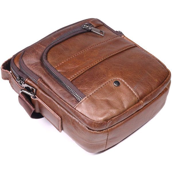 Comfortable men's shoulder bag made of genuine leather Vintage 21480 Light brown 21480 фото