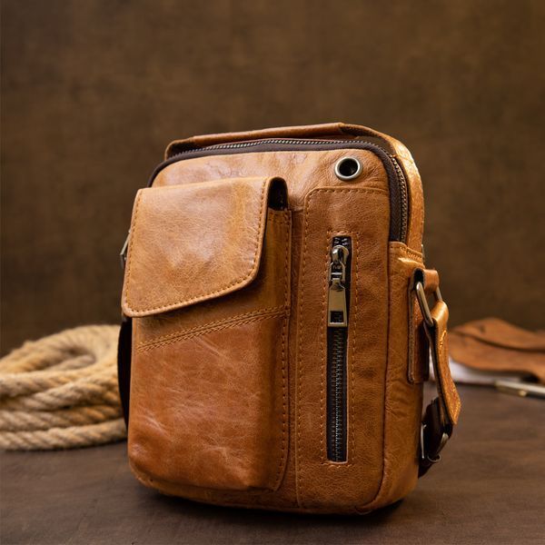 Men's messenger with earphone hole Vintage 20416 Red 20416 фото