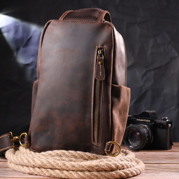 Сумка чоловіча через плече із натуральної вінтажної шкіри 21285 Vintage Коричнева 21285 фото