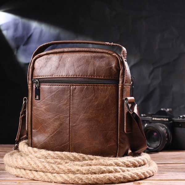 Comfortable men's shoulder bag made of genuine leather Vintage 21480 Light brown 21480 фото