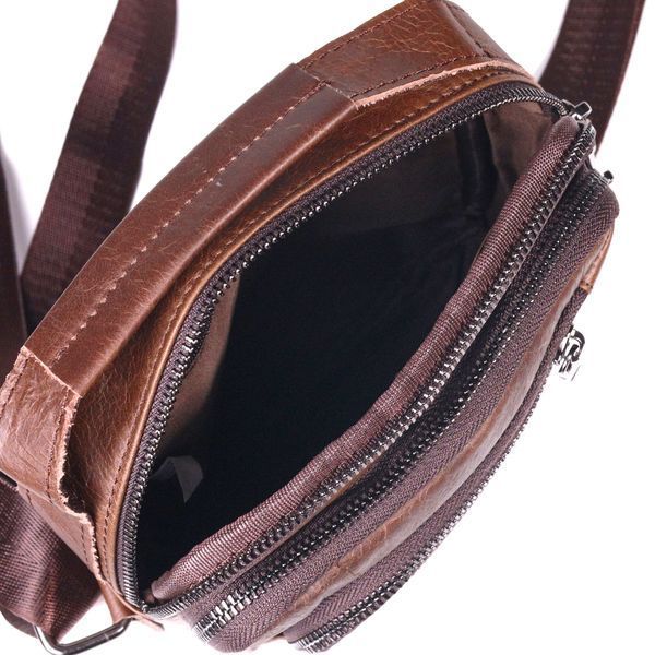 Comfortable men's shoulder bag made of genuine leather Vintage 21480 Light brown 21480 фото