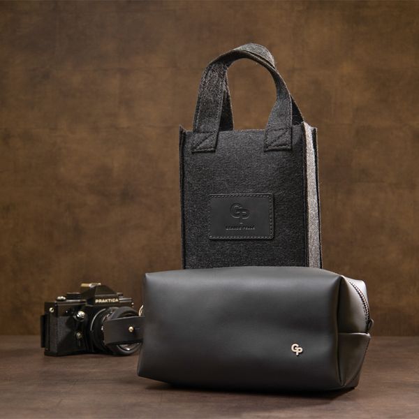 Men's matte leather toiletry case GRANDE PELLE 11508 Black 11508 фото