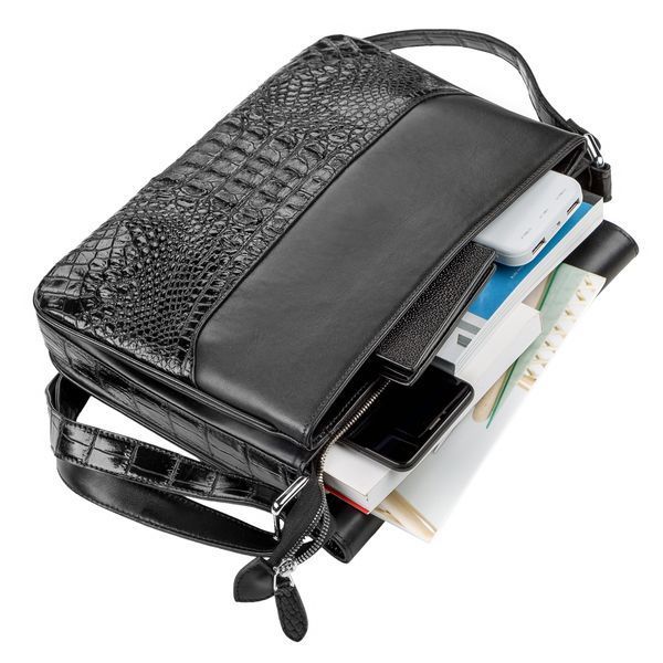 Bag CROCODILE LEATHER 18020 made of genuine crocodile leather Black 18020 фото