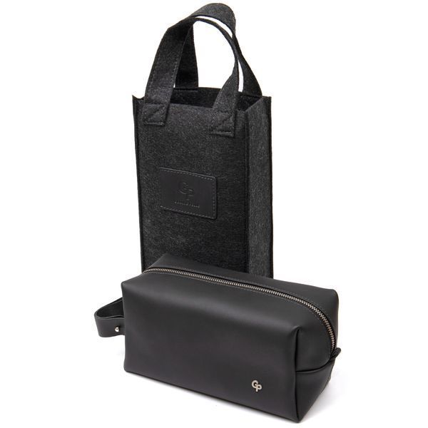 Men's matte leather toiletry case GRANDE PELLE 11508 Black 11508 фото