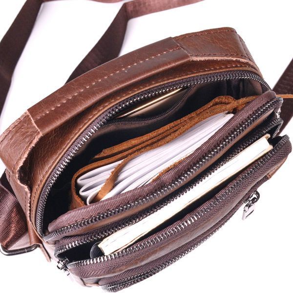 Comfortable men's shoulder bag made of genuine leather Vintage 21480 Light brown 21480 фото