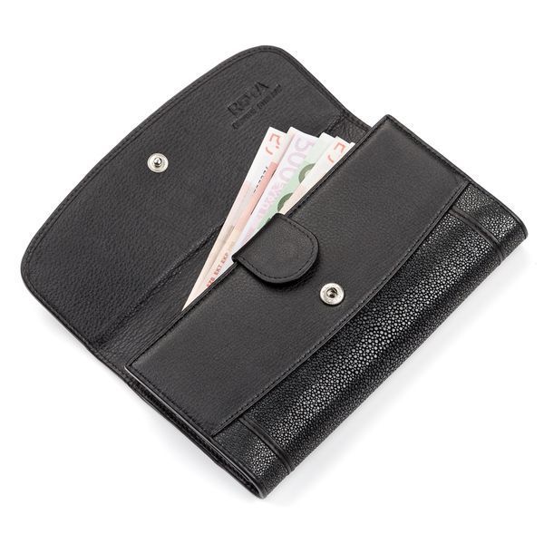 Гаманець жіночий STINGRAY LEATHER 18089 з натуральної шкіри морського скату Чорний 18089 фото