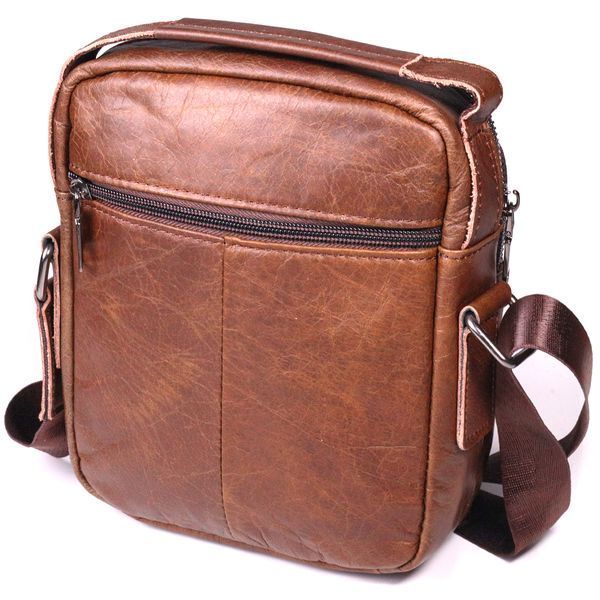 Comfortable men's shoulder bag made of genuine leather Vintage 21480 Light brown 21480 фото