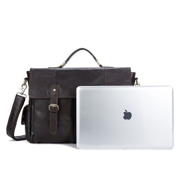 Men's business briefcase for laptop Vintage 14749 Brown 14749 фото