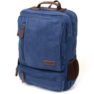 Unisex textile travel backpack with two compartments Vintage 20613 Blue 20613 фото