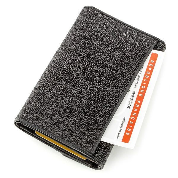 Горизонтальний гаманець STINGRAY LEATHER 18560 з натуральної шкіри морського скату Чорний 18560 фото