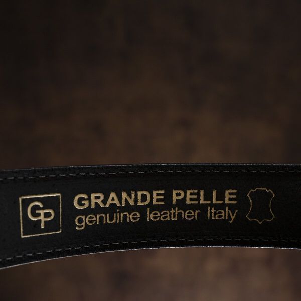 Stylish men's leather belt GRANDE PELLE 00787 Black 00787 фото