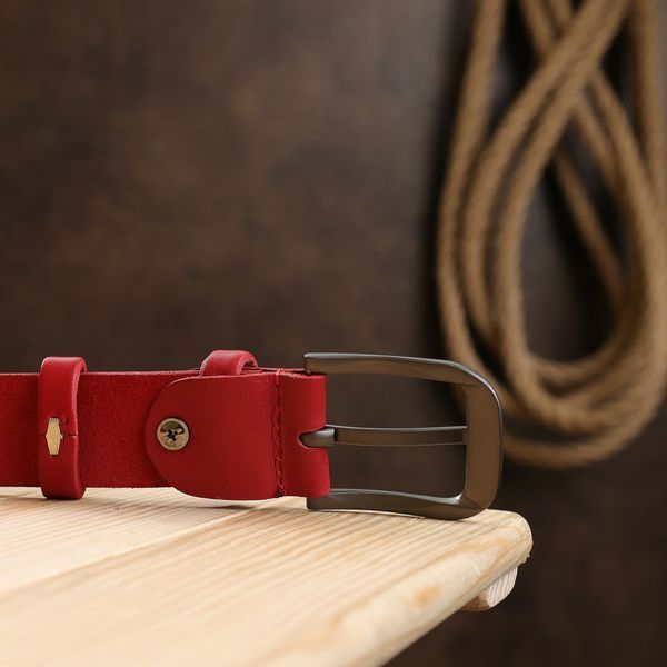 Women's matte leather belt Vintage 20777 Red 20777 фото