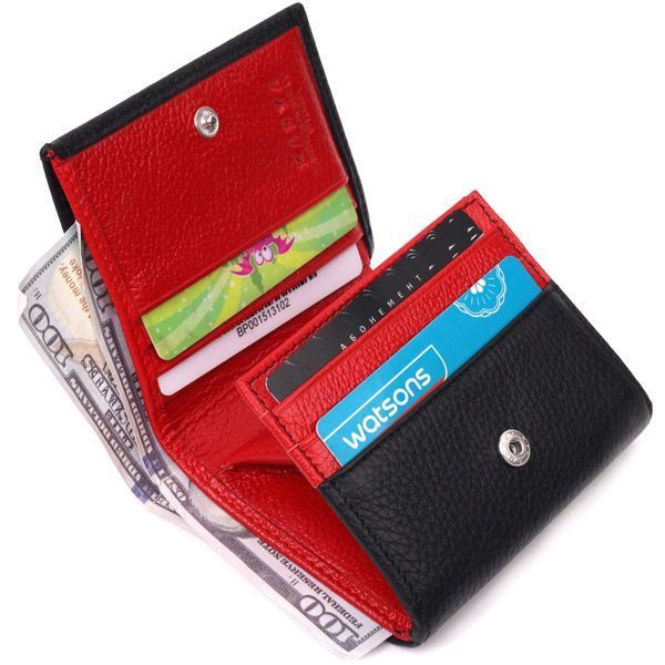 Women's compact wallet with coin holder made of genuine leather KARYA 21382 Black 21382 фото