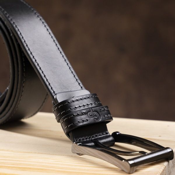 Stylish men's leather belt GRANDE PELLE 00787 Black 00787 фото
