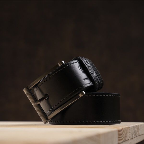 Stylish men's leather belt GRANDE PELLE 00787 Black 00787 фото