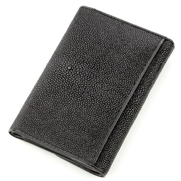 Горизонтальний гаманець STINGRAY LEATHER 18560 з натуральної шкіри морського скату Чорний 18560 фото