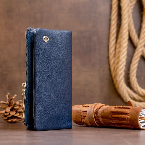 Вертикальний гаманець на кнопці жіночий ST Leather 19203 Темно-синій 19203 фото