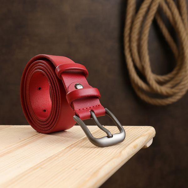 Women's matte leather belt Vintage 20777 Red 20777 фото
