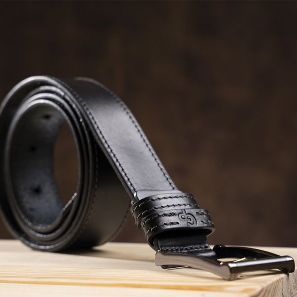 Stylish men's leather belt GRANDE PELLE 00787 Black 00787 фото