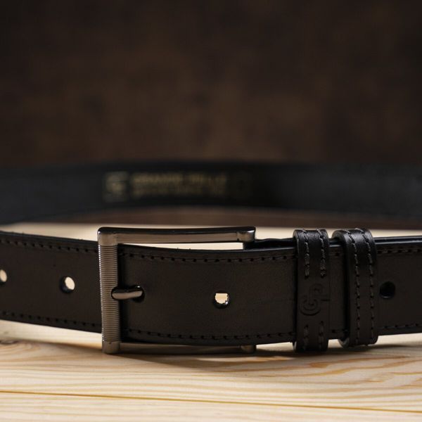 Stylish men's leather belt GRANDE PELLE 00787 Black 00787 фото