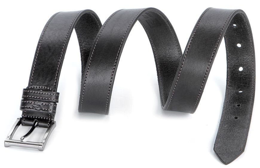 Stylish men's leather belt GRANDE PELLE 00787 Black 00787 фото