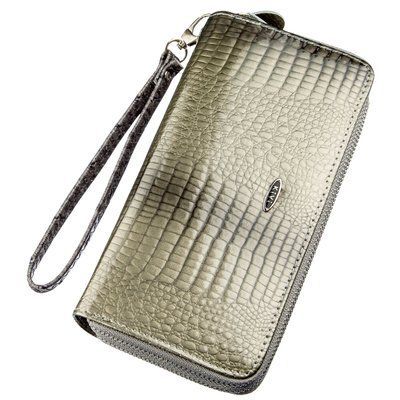 Women's wallet made of eco-leather with two zippers lacquered KIVI Chameleon 19024 Gray 19024 фото