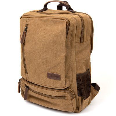 Unisex textile travel backpack with two compartments Vintage 20614 Sand 20614 фото