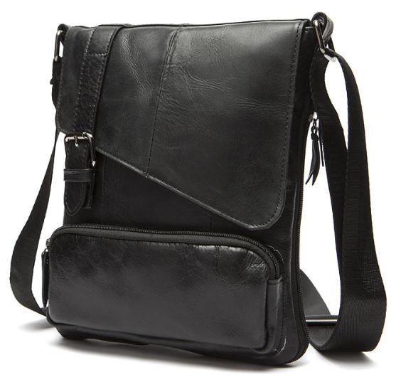 Stylish men's leather bag Vintage 14848 Black 14848 фото