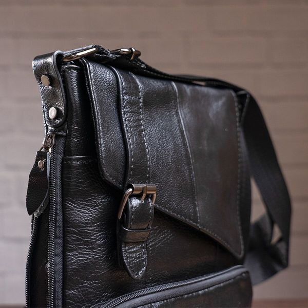 Stylish men's leather bag Vintage 14848 Black 14848 фото