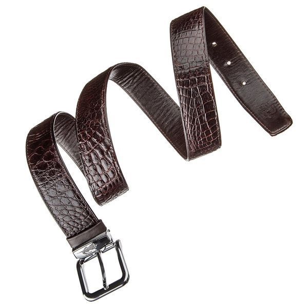Ремінь CROCODILE LEATHER 18603 з натуральної шкіри крокодила Коричневий 18603 фото