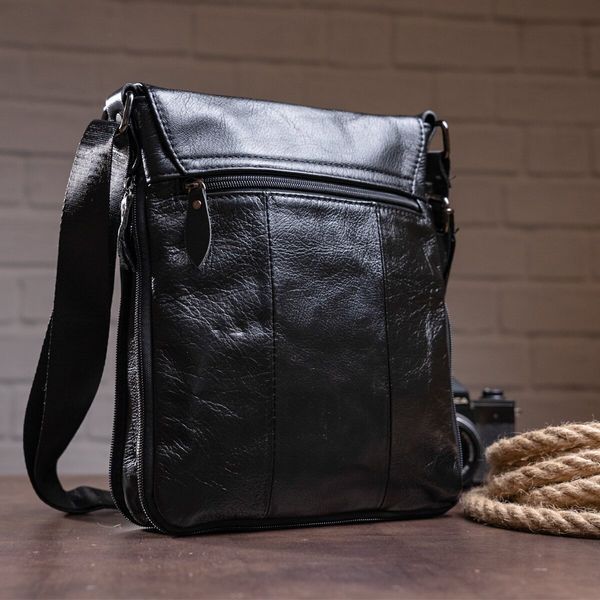 Stylish men's leather bag Vintage 14848 Black 14848 фото