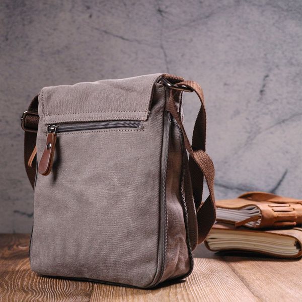 Practical vertical men's textile bag 21266 Vintage Gray 21266 фото