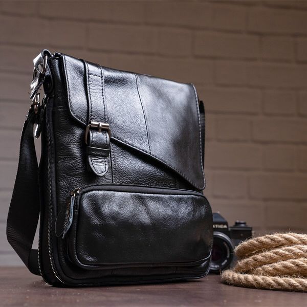 Stylish men's leather bag Vintage 14848 Black 14848 фото